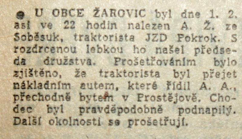 Výstřižek ze Stráže lidu z roku 1966