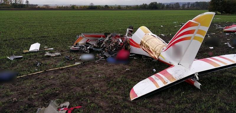 Tragická nehoda ultralehkého letadla u Olšan u Prostějova. 29.10. 2020