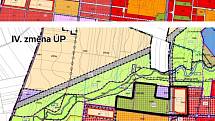 Návrh V. změny územního plánu města Prostějova týkající se pozemků za nemocnicí a srovnání se stavem předcházejícím