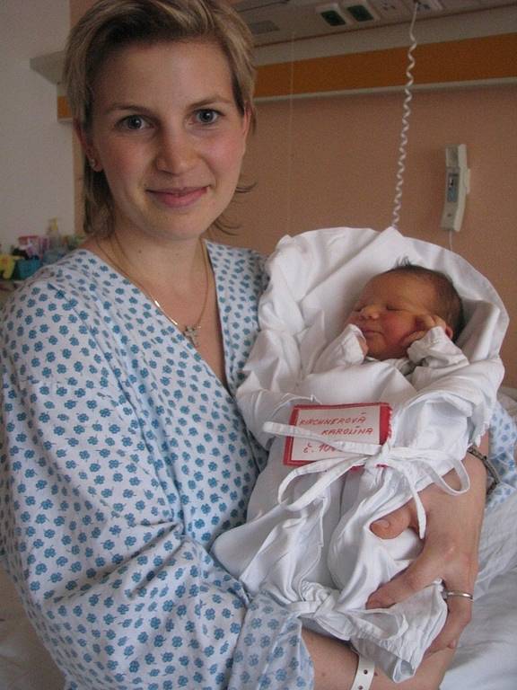Karolína Kirchnerová, Držovice, narozena 10. prosince v Prostějově, míra 50 cm, váha 3450 g