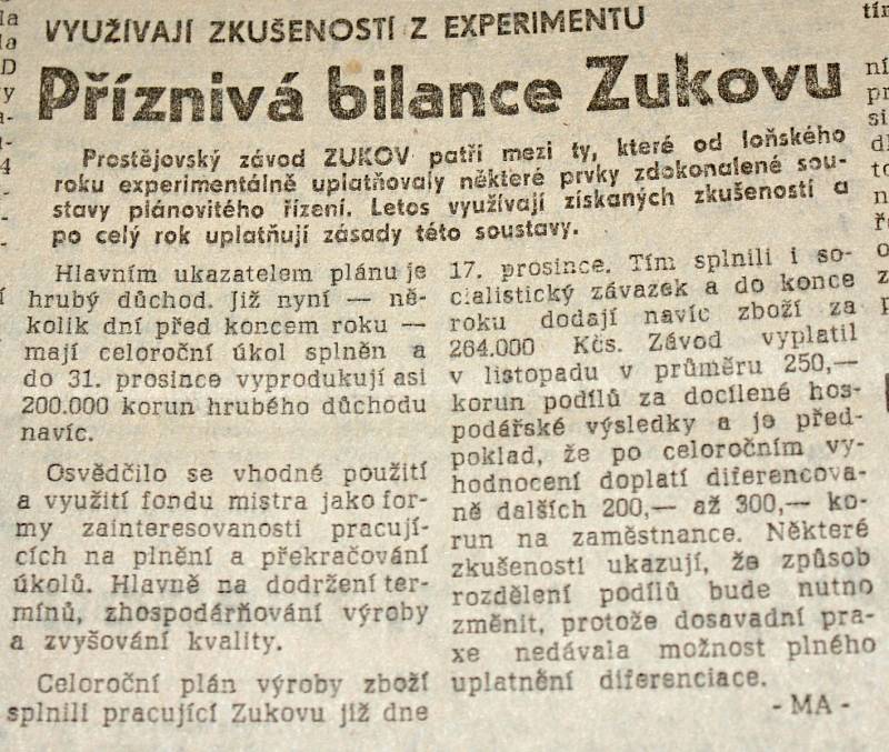 Výstřižek ze Stráže lidu z roku 1966