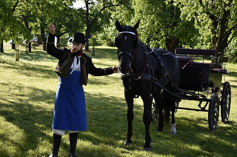 Parta pivínských recesistů si při tradičním sečení trávy zazpívala i zatančila. 29.5. 2021