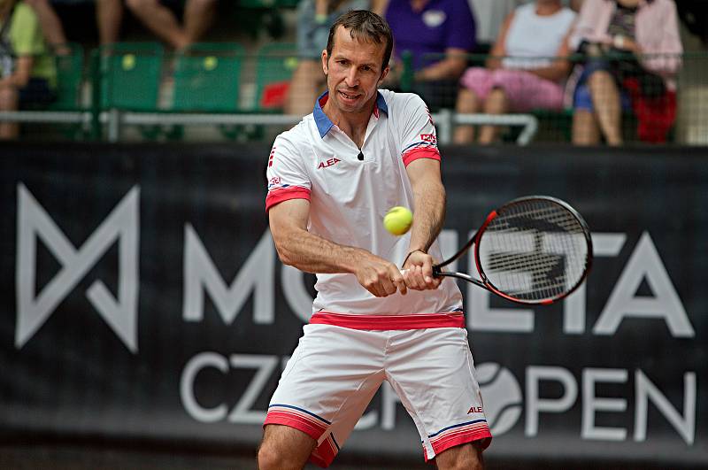 Radek Štěpánek, Ctislav Doseděl, Petr Pála a Pavel Vízner v exhibiční čtyřhře na Moneta Czech Open.