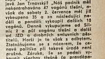 Výstřižek ze Stráže lidu z roku 1966