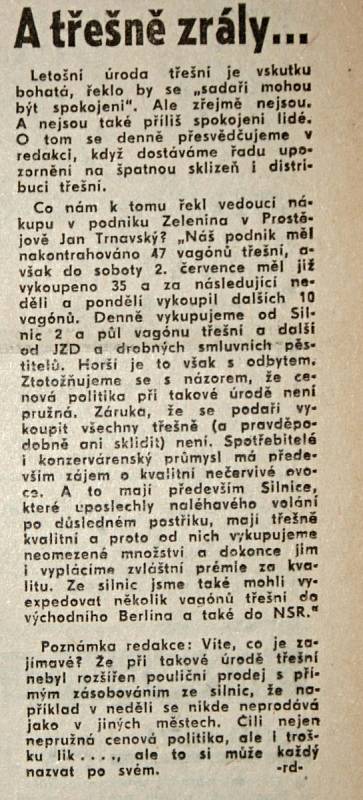 Výstřižek ze Stráže lidu z roku 1966