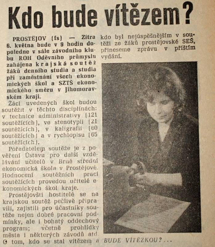 Výstřižek ze Stráže lidu z roku 1966