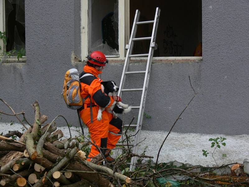 Cvičení IZS v Jezdecké ulici v Prostějově