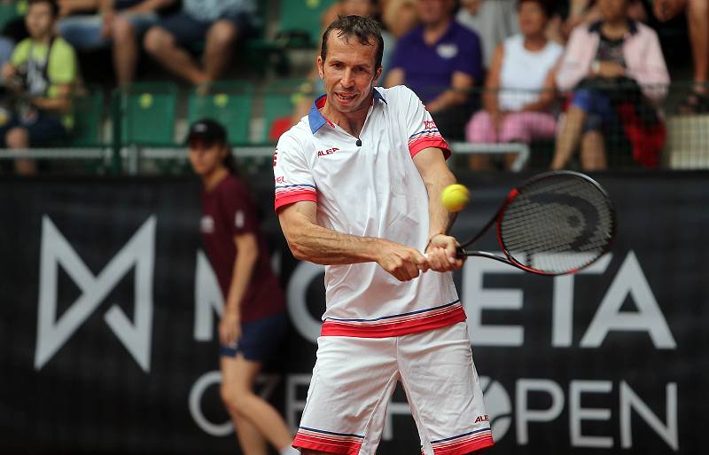 Radek Štěpánek, Ctislav Doseděl, Petr Pála a Pavel Vízner v exhibiční čtyřhře na Moneta Czech Open.