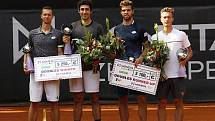 Finále čtyřhry Czech Open (zleva) Filip Polášek, Philipp Oswald, Jiří Veselý a Jiří Lehečka.