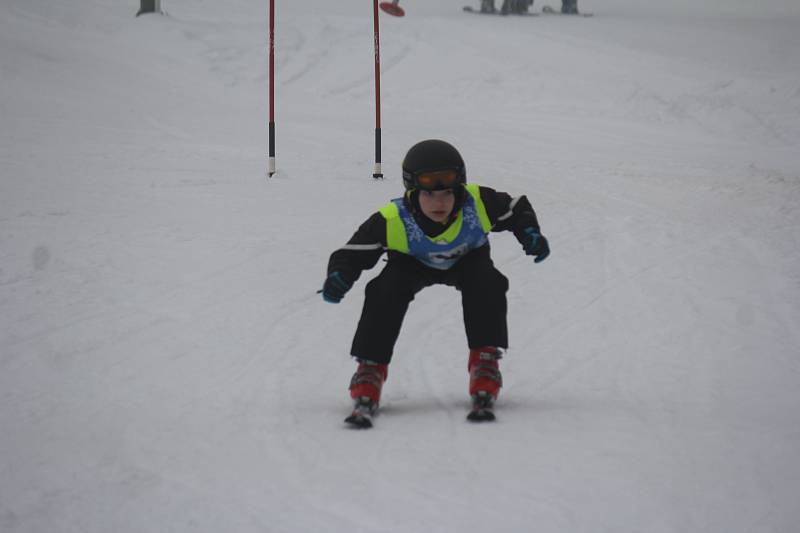 Ve skiareálu Kladky se v sobotu uskutečnil další ročník Kladecké lyže. Nejmladšímu závodníkovi nebyly ještě ani tři roky. Foto: Deník/Michal Sobecký