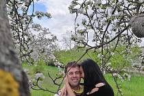 Romantický první máj v rozkvetlém sadě v Lešanech