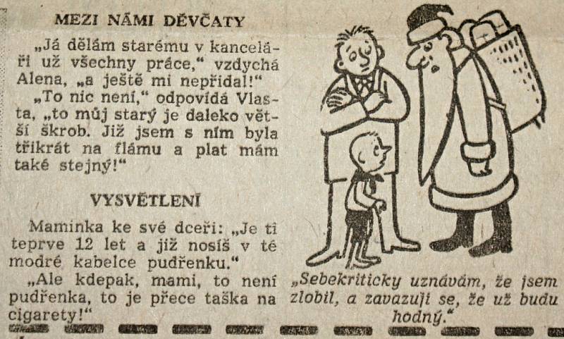 Výstřižek z vánočního vydání prostějovské Stráže lidu z roku 1961