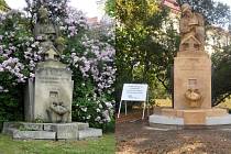 Pomník padlých hrdinů 1. svěrové války v Kostelci na Hané, před a po opravě