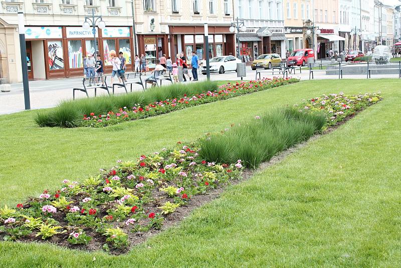 Centrum Prostějova hýří barevnými květinami. 6.6. 2019