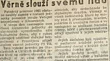 Výstřižek z vánočního vydání prostějovské Stráže lidu z roku 1961