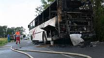 Požár autobusu u Drahan