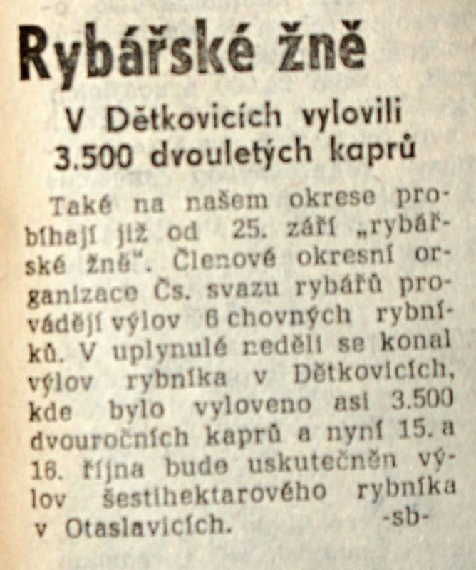 Výstřižek ze Stráže lidu z roku 1966