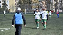 V utkání I.B třídy, skupiny B, dosáhli hladkého vítězství fotbalisté Hané (bílozelení), kteří nasázeli Smržicím čtyři branky. 17. 4. 2022