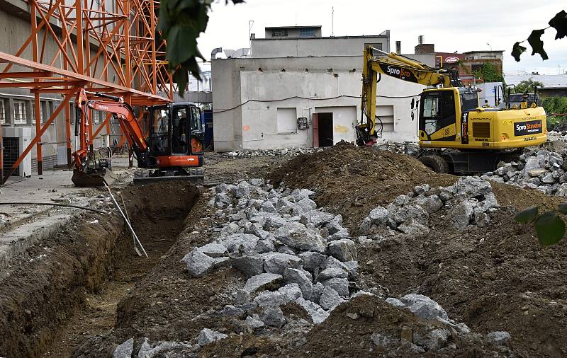 Výstavba hokejových šaten za zimním stadionem v Prostějově. 22.6. 2020