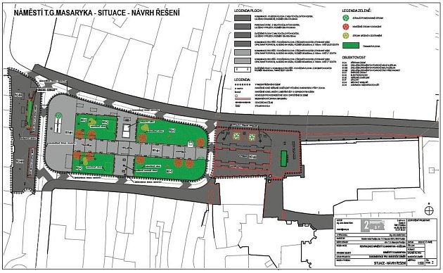 Situační výkres proměny náměstí TGM v Prostějově