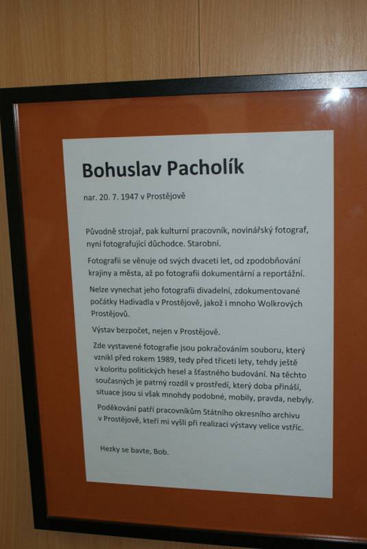 Vernisáž výstavy s názvem Prostějov očima Boba Pacholíka v budově Státního okresního archivu v Prostějově - 17. září 2019