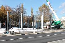 Práce na stavbě autobusového terminálu na Floriánském náměstí v Prostějově 6. 11. 2019