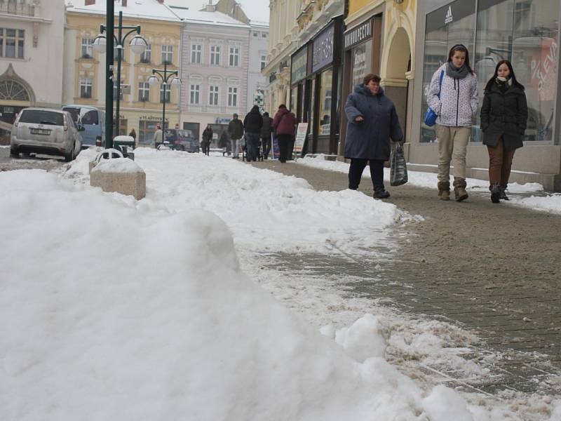 Sněhová nadílka v centru Prostějova