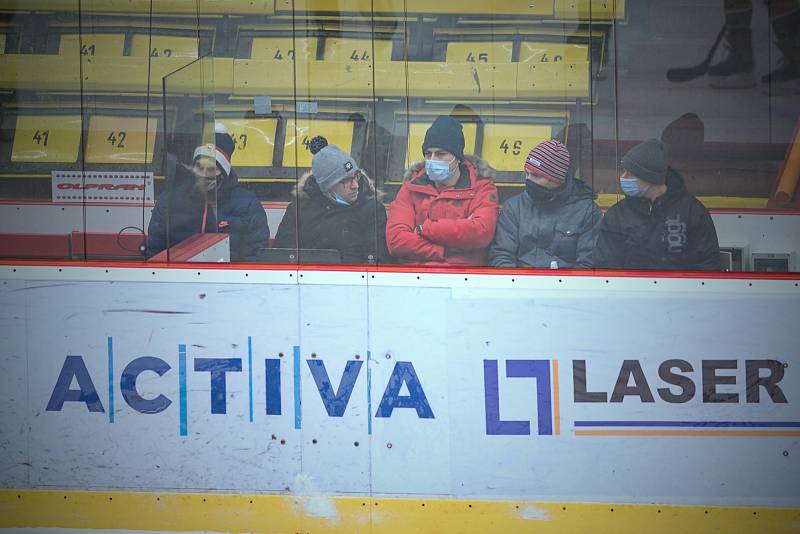 Hokejisté Prostějova v derby proti Přerovu.