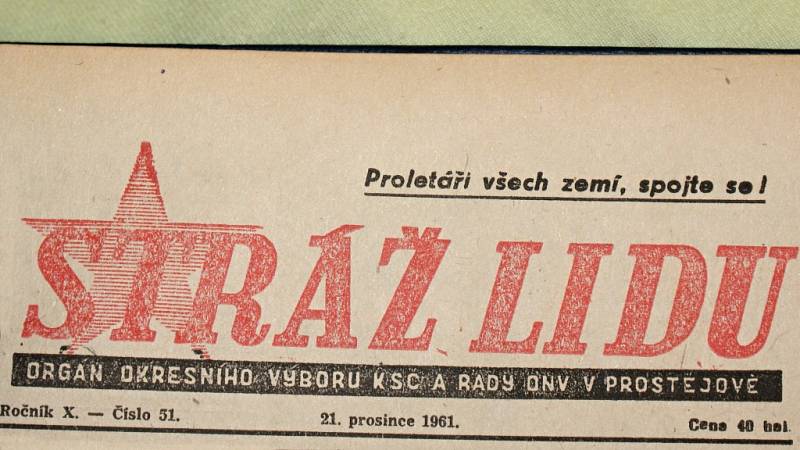 Výstřižek z vánočního vydání prostějovské Stráže lidu z roku 1961