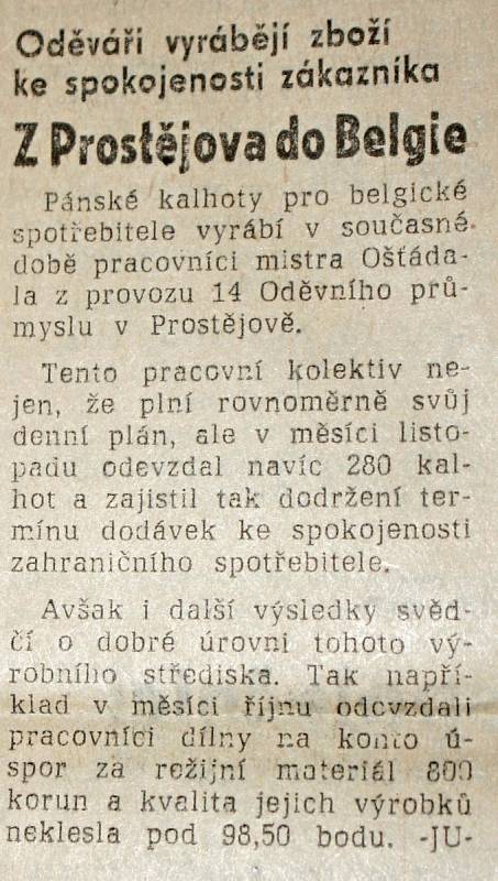 Výstřižek ze Stráže lidu z roku 1966