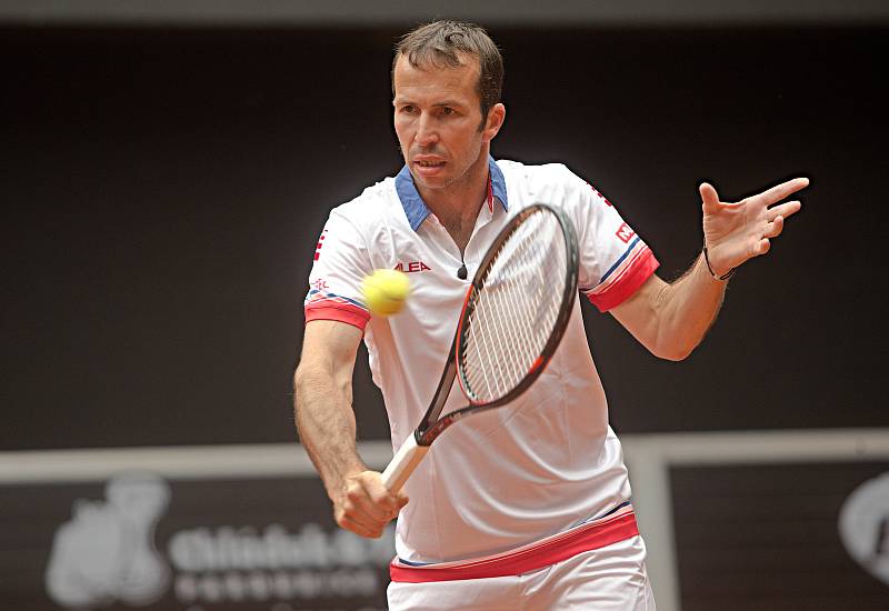 Radek Štěpánek, Ctislav Doseděl, Petr Pála a Pavel Vízner v exhibiční čtyřhře na Moneta Czech Open.