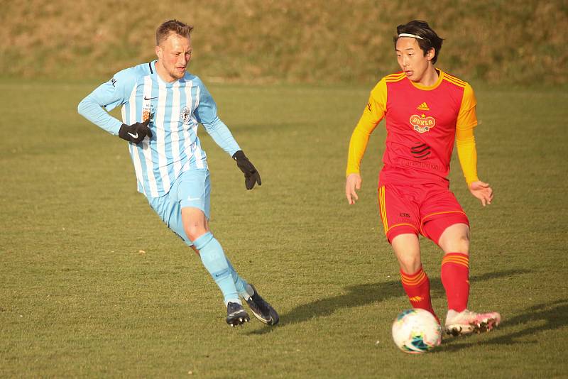 Prostějov porazil v dohrávce druhé ligy doma Duklu 1:0.Jan Koudelka , Kim Seung Bin