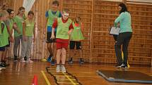 Olympijský trénink v rámci projektu Sazka Olympijského Víceboje na základní škole v Plumlově