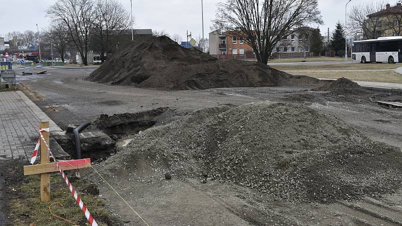 Rekonstrukce Vrahovické ulice v Prostějově v úseku podél bývalého Agrostroje. 18.3. 2022