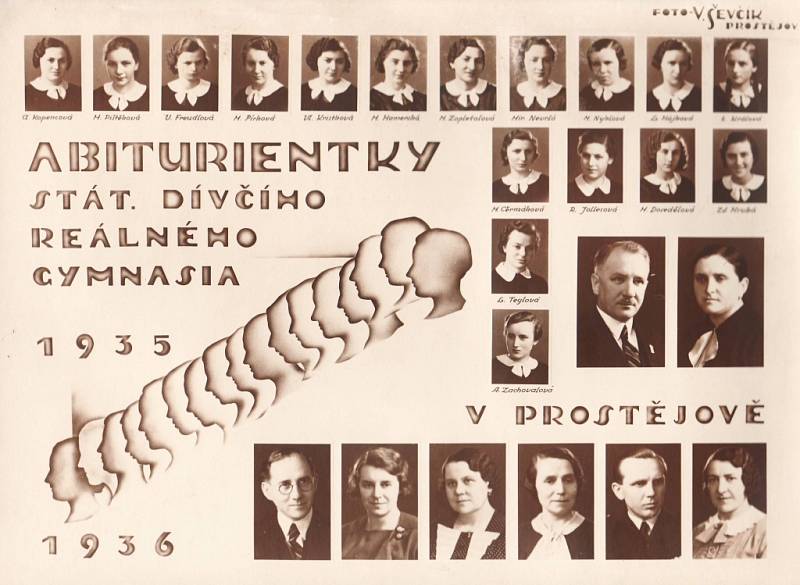 Abiturientky Státního dívčího Realného gymnázia 1935-36.