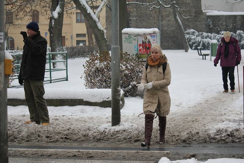 Sněhová nadílka v centru Prostějova