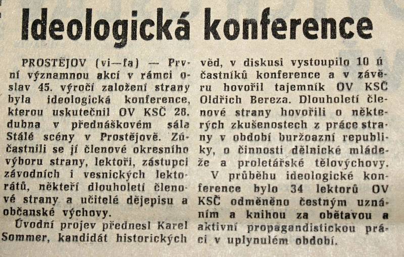 Výstřižek ze Stráže lidu z roku 1966