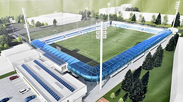 Vizualizace nové podoby fotbalového stadionu v Prostějově