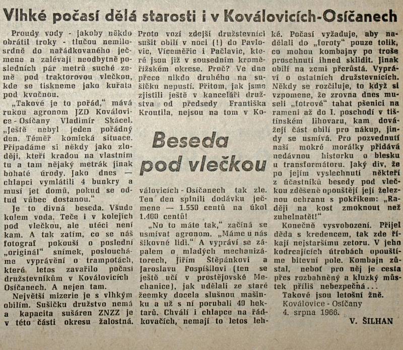 Výstřižek ze Stráže lidu z roku 1966