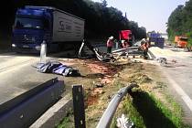 Nehoda náklaďáku na R46 u Brodku u Prostějova