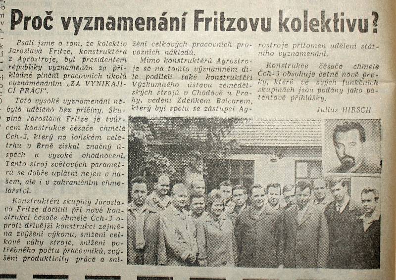 Výstřižek ze Stráže lidu z roku 1966