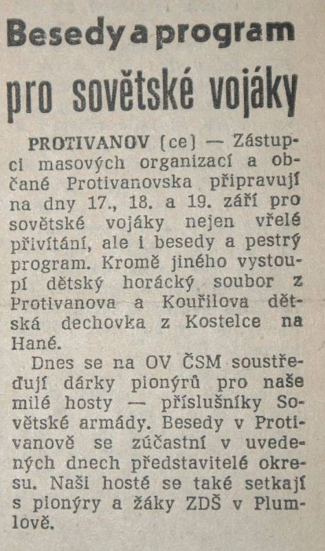 Výstřižek ze Stráže lidu z roku 1966