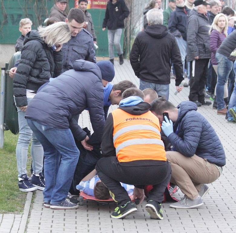 Fotbalisté 1. SK Prostějov proti Otrokovicím - Aleš Rus odnesl první gól otřesem mozku