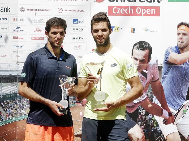V Prostějově proběhlo finále dvouhry turnaje Czech Open, z vítězství se radoval Jiří Veselý. Federico Delbonis (vlevo)