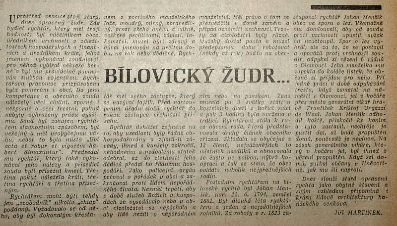 Výstřižek ze Stráže lidu z roku 1966