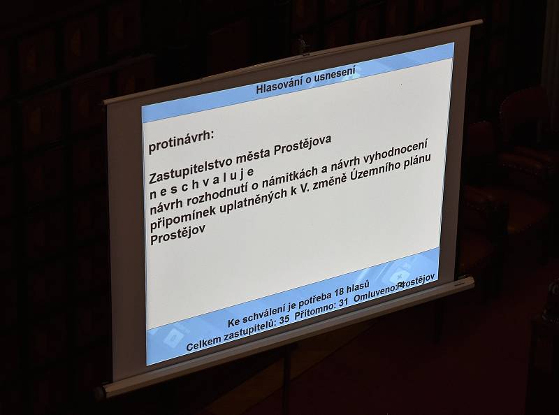 Jednání mimořádného zastupitelstva města Prostějova o stažení V. změny Územního plánu. 26.4. 2022