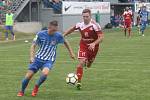 Fotbalisté Prostějova (v modrém) porazili ve 28. kole Velké Meziříčí 2:0 Jan Koudelka (Prostějov)