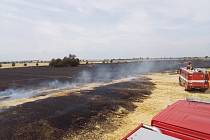 Rozsáhlý požár obilného pole musely v pondělí odpoledne hasit profesionální i dobrovolné jednotky hasičů na Prostějovsku.