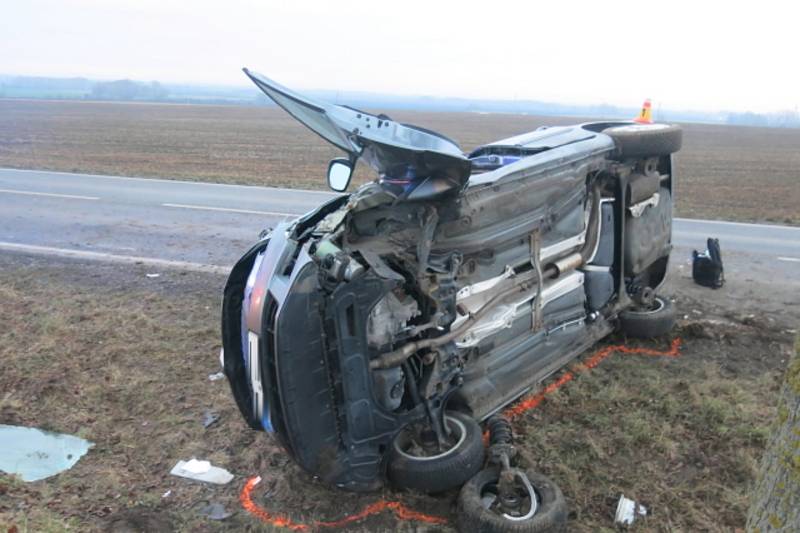 Nehoda na silnici mezi Klenovicemi a Čelčicemi. 26.1. 2023