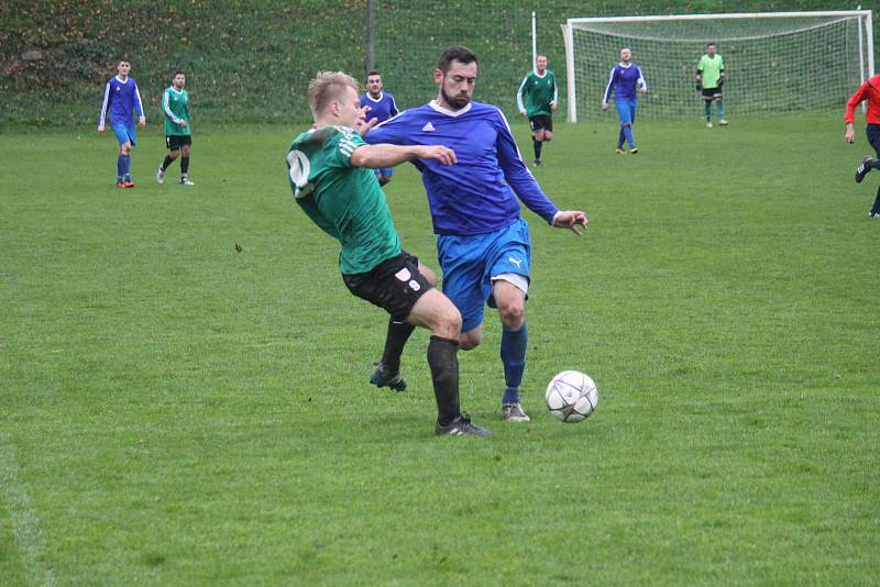 FK Troubky (v modrém) proti TJ Sokol Klenovice na Hané